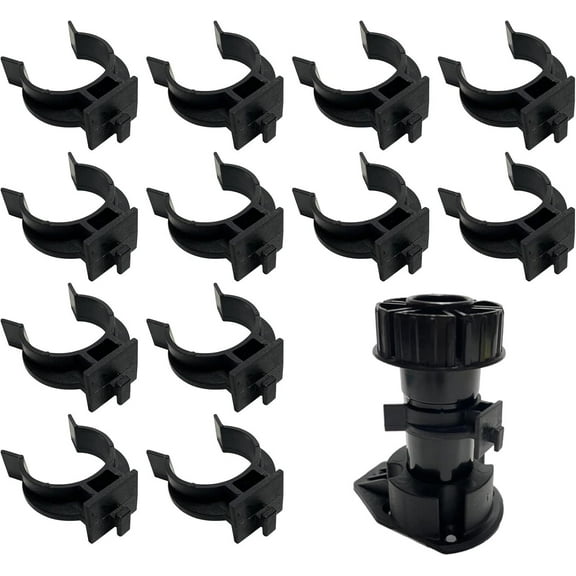 12pcs Plinth Clips, Kitchen Kick Board Clips Leg Cabinet Leveler Toe Clip for Sofa Cabinets Table Black -