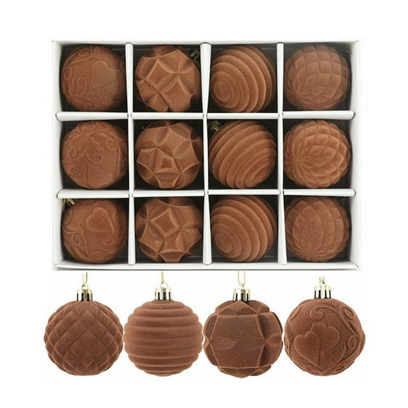 12pcs Plush Christmas Balls Christmas Tree Pendant Ornaments Decor Ball