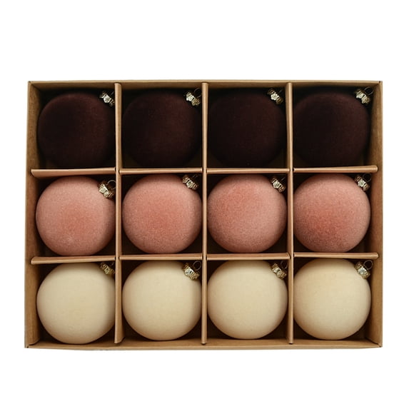 12pcs Plush Christmas Sphere Ornament Large Flocking Shatterproof Decorative Sphere For Holiday Tree Home Use