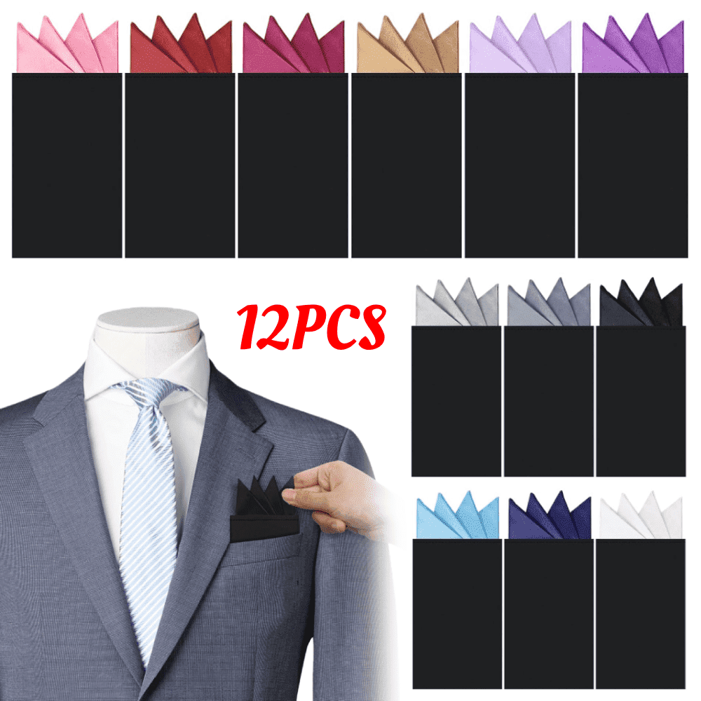 Polyester Squres 12pcs Pocket Squares for Men, Prefolded Suit Pocket Squares on Card ...