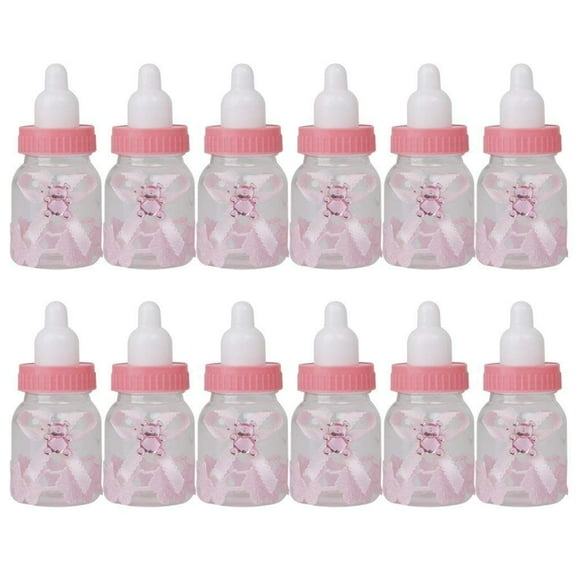 12pcs Portable Mini Baby Bottle Shower Box Feeder Style Candy Box Gifts Decorations