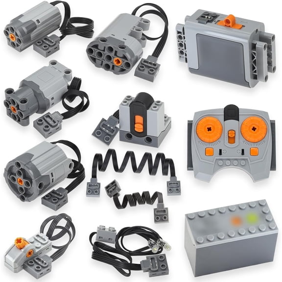 12pcs PowerFunction Technic-Motor Kit Battery-Box IR Receiver Remote Control Light-Extension-Cord