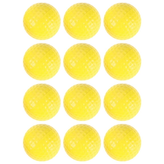 12pcs Practice Balls Training Balls Professional Elastic Balls for Swing Practice Driving Range Home Outdoor Games 4.2CM Yellow