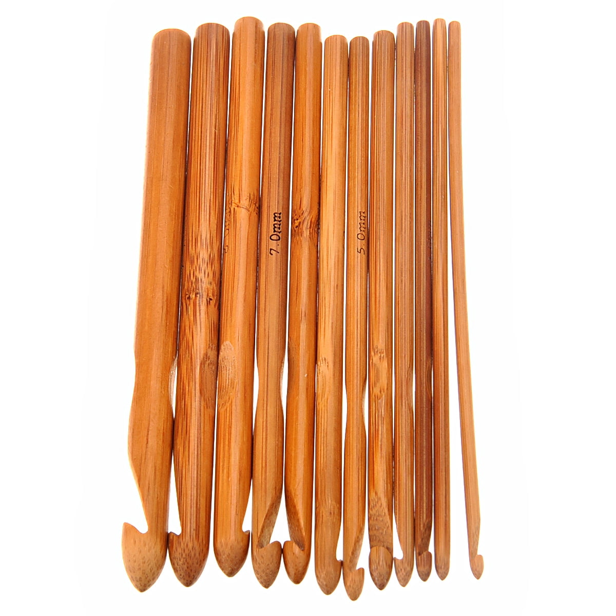 12pcs Professional Carbonized Bamboo Crochet Hooks Knitting Needles in