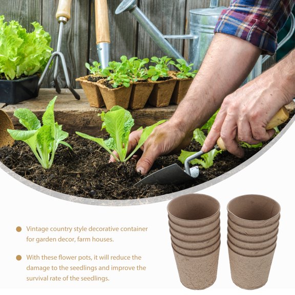 12pcs Biodegradable Pulp Plant Starter Cups Nursery Pots Garden Cultivation Kit 10x10x10cm