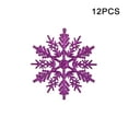 thumbnail image 1 of 12pcs Purple Snowflake Ornaments Glitter Snow Flakes Ornaments for Winter Christmas Tree Decorations 4 inch Size Varies Craft Snowflakes, 1 of 9