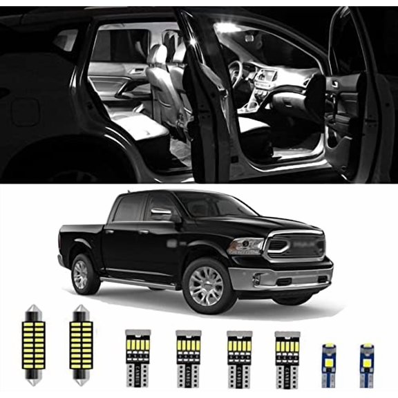 12pcs RAM 1500 Interior LED Lights Kit Super Bright LED Map Dome Light Bulbs for 2009 2010 2011 2012 2013 2014 2015 2016 2017 2018 Dodge Ram 1500 2500 3500 Pickup Truck all models