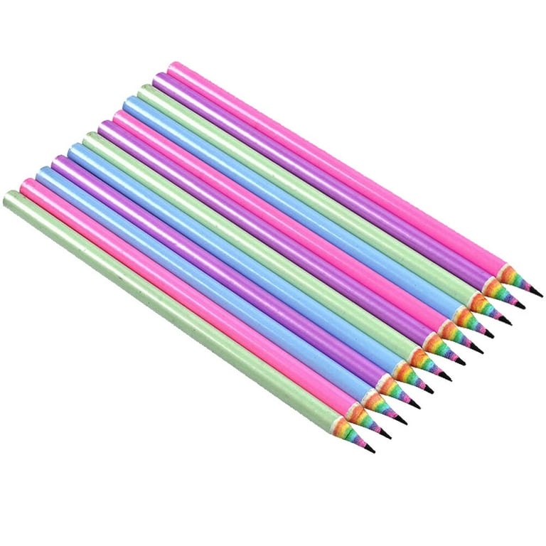 12pcs Rainbow Recycled Paper Pencil Pre-sharpened Rainbow Paper Pencil for  Home