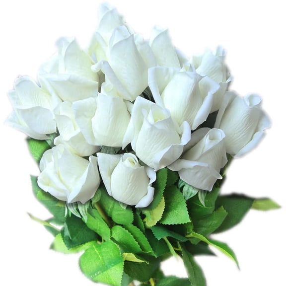 12pcs Real Look Artificial Rose Buds, 22 Inch Real Touch Silk Rosebud, Realistic Design Artificial Flower with Real Feel Petals,Silk Flower Bud for Wedding Home Décor,Yellow