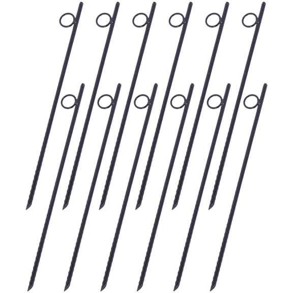 12pcs Rebar Stake with loop Grip 3/8x 18 Inch Steel Durable Heavy Duty Tent Canopy Ground Stakes with Angled Ends and 1 Inch Loops for Campsites and Canopies