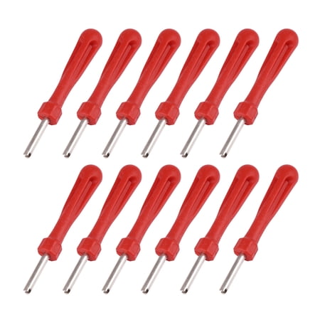 12pcs Red Plastic Handle Car Tyre Valve Core Remover Single Head Tire Repair Tools