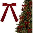 thumbnail image 1 of 12pcs Red Velvet Bows for Christmas Tree, Wreath, Garland, Gift Wrapping, DIY Crafts, Party & Wedding Decorations with Gold Ties – 5.1x7 in, 1" Ribbon, 1 of 6