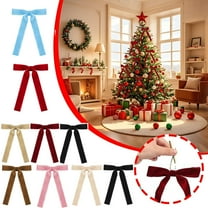 12pcs Red Velvet Bows for Christmas Tree Decorations Wreath Burgundy Velvet Ribbon Garland Velvet Bows with Gold Twist Ties