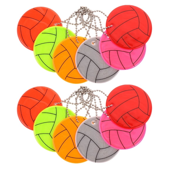 HONITANO 12Pcs Reflective Volleyball Keychains for Backpacks Night Riding Safety Accessories