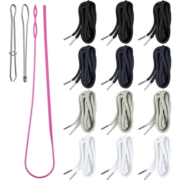 12pcs Replacement Drawstrings And Threader Tool Set For Jackets Shorts Pants Hooded Clothing Repair Garment Accessories