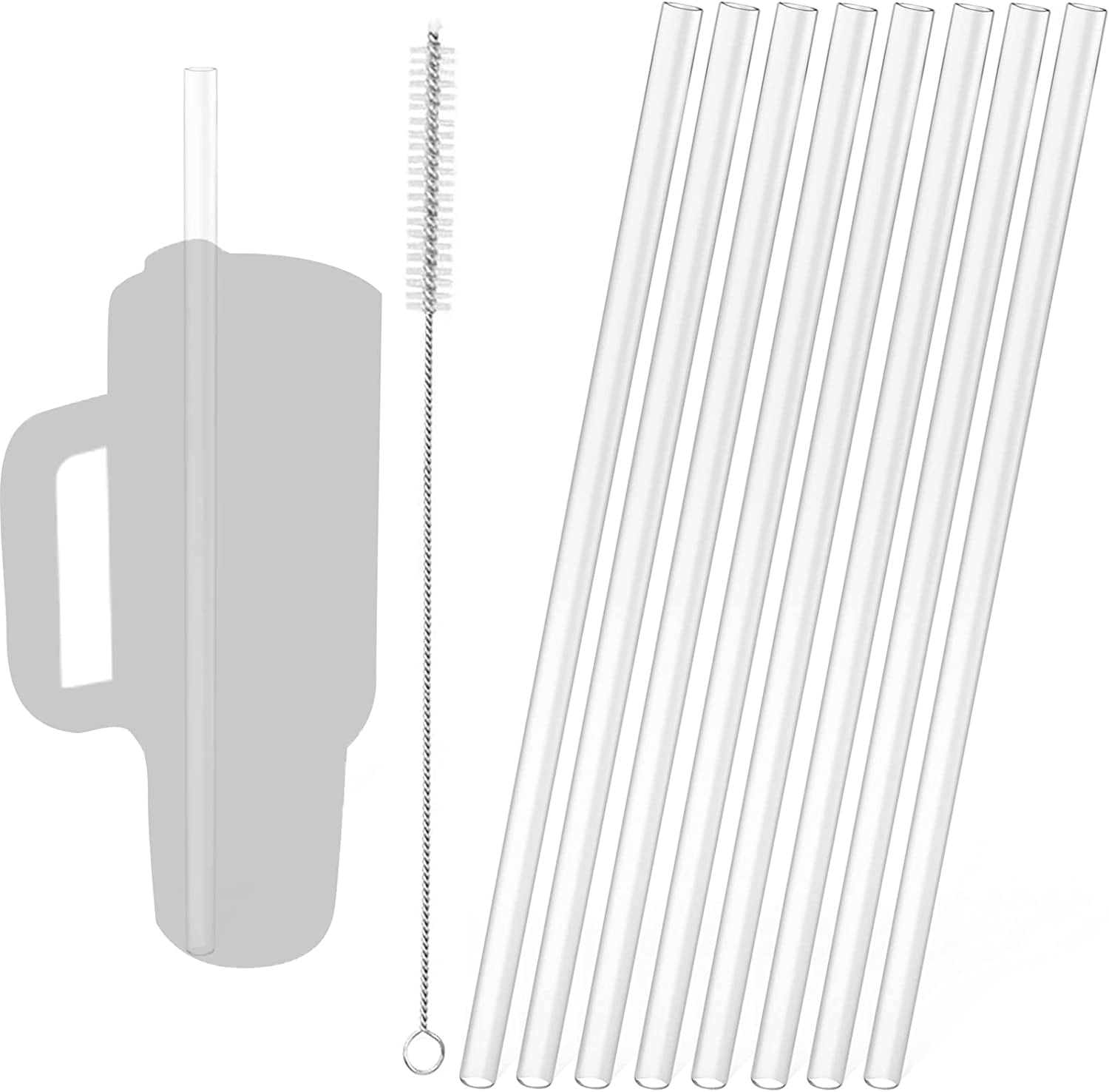 12pcs Replacement Straws for Stanley 40 oz 30 oz Tumbler Cup Reusable  Straws Plastic Straws with Cleaning Brush for Stanley Adventure Travel  Tumbler with Handle Long Straws for Stanley Cup Accessories 