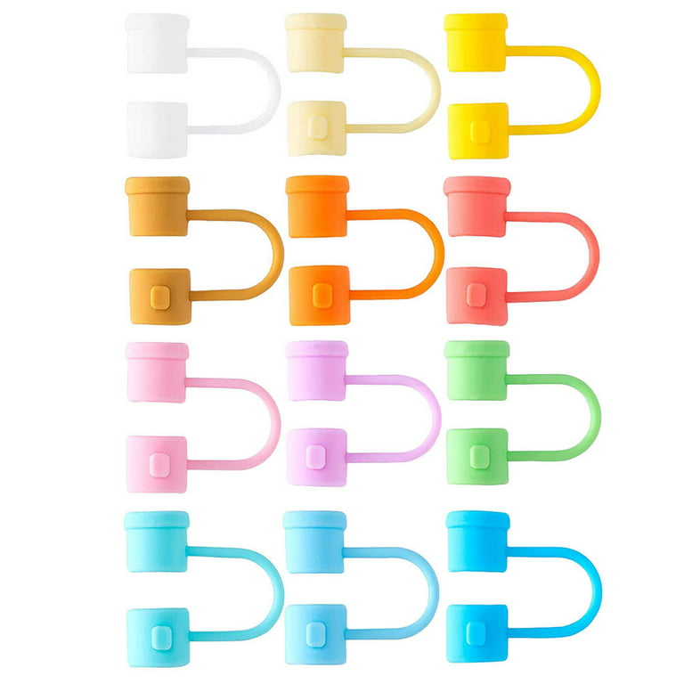 12pcs Reusable Straw Cover Cap Silicone Straw Tip Covers Drinking Straw Protective Caps Straw Toppers, Size: 3X1.2CM
