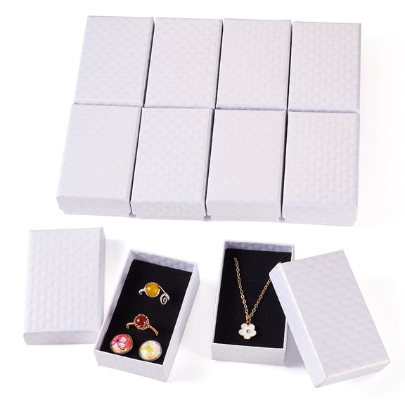 12pcs Rhombus Textured Cardboard Gift Storage Boxes Rectangle White 8.1x5.1x2.75cm