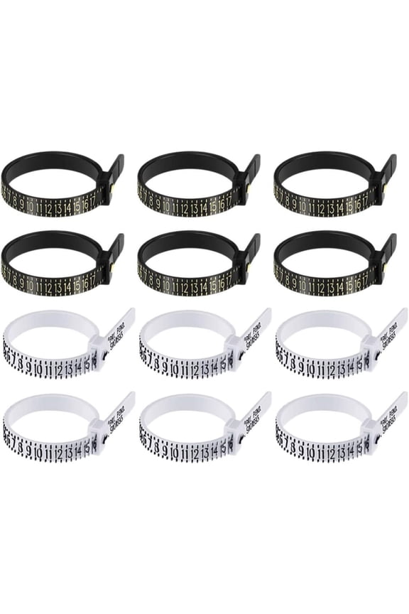 12pcs Ring Circumference Measurement Rotary Tool Plastigauge Ring Sizer Measuring Tools Mandrel