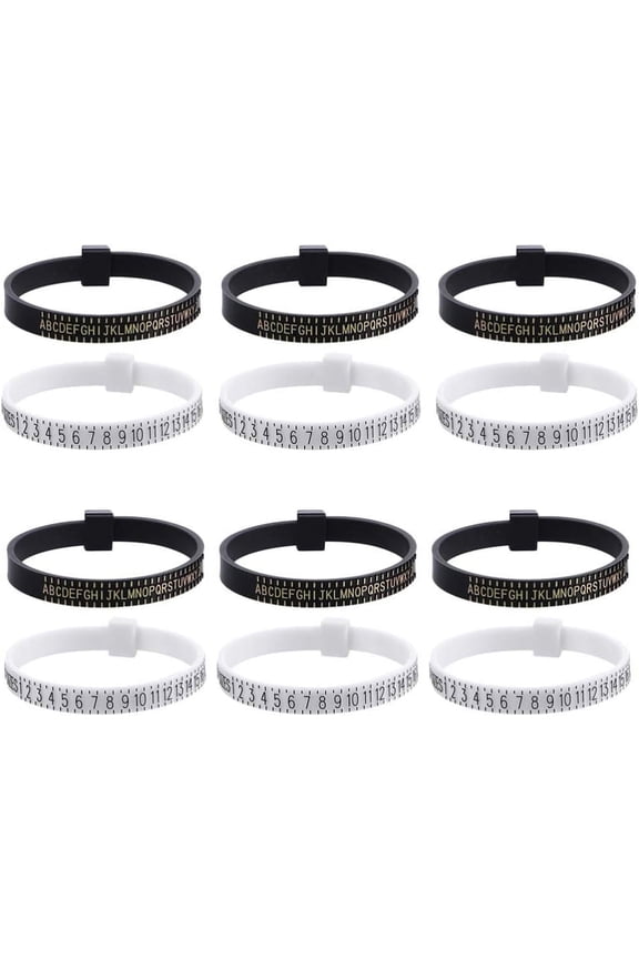 12pcs Ring Measurer Rings Ring Measuring Tool Plastic Ring Gauge Finger Circumference Jewelry