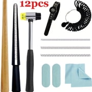 12pcs Ring Sizer Measuring Tool Kit Ring Mandrel Sizing Kit Finger Ring Size Measurer Ring Shaper to Fix Bent Rings Resize Repair Jewelers Mandrel and Hammer Ring Size Adjuster