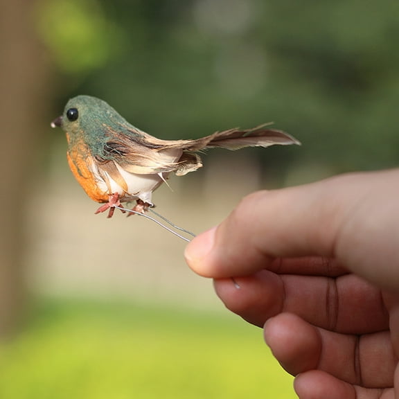 12pcs Robin Bird Figures Artificial Feather Robin Birds Decoration Christmas Tree Mini Cute Birds