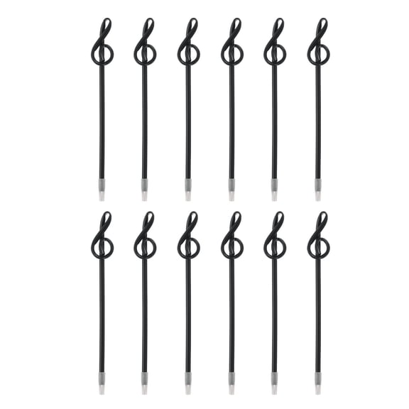 12pcs Rollerball Pens 1.0mm, Musical Note Ball Point Pens Black Liquid Gel Ink Music Novelty Smooth Writing for Home Office Gifts, Black