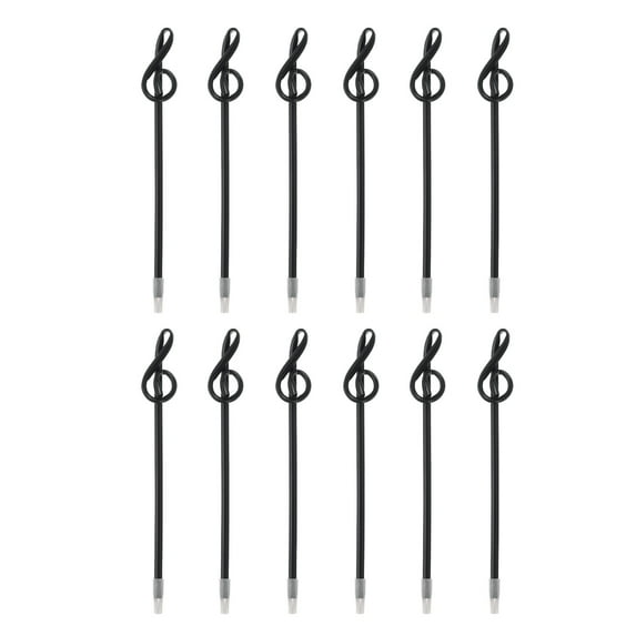 12pcs Rollerball Pens 1.0mm, Musical Note Ball Point Pens Black Liquid Gel Ink Music Novelty Smooth Writing for Home Office Gifts, Black