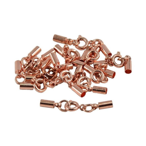 12pcs Round Spring Clasp Tube Bell Ends Jewelry DIY 4mm - Rose Gold