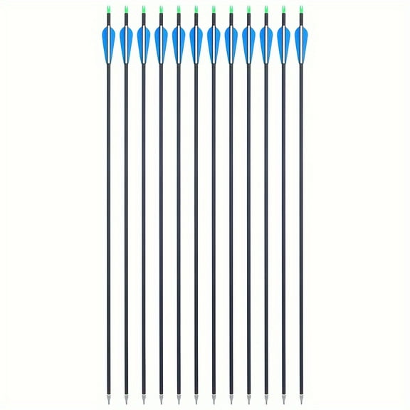 12pcs Rubber Feather Sp500 Hybrid Carbon Arrows with 500 Grain Weight - Heavy-Duty Aerodynamic Design, 2 Fins & 1 Fins, 500 Grain Tip for Hunting, Practice, Outdoor Archery