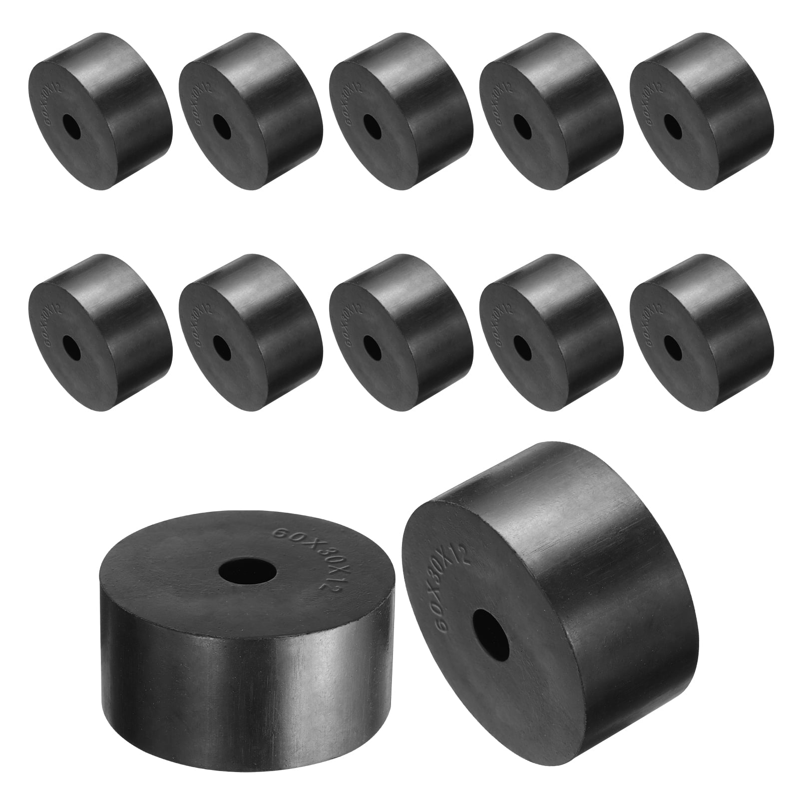 12pcs Rubber Spacers 60mm OD x 12mm ID x 30mm Height Round Anti Vibration Spacer