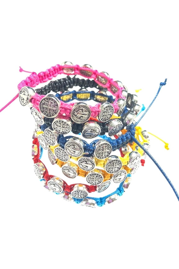 12pcs Saint Benedict Bead Thread Bracelets Adjustable Religious Blessing Jewelry