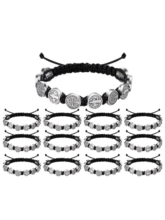 12pcs Saint Benedict Bead Thread Bracelets Adjustable Religious Blessing Jewelry
