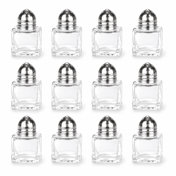 12pcs Salt and Pepper Shakers, Clear Glass Mason Jar, Mini Salt Shaker with Metal Lid, Salt and Pepper Shakers Set, for Kitchen Table, Drinkware, Rustic Home Decor, Gifts