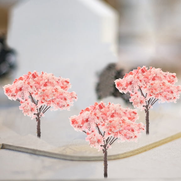 SEWCHICS Miniature Pink Cherry Trees for Diorama 12pcs Realistic Design Photo Prop