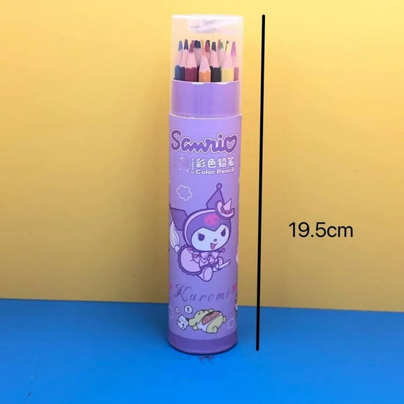 12pcs Sanrio Color Drawing Pen Hello Kitty Cartoon Kuromi 12 Color Colorful Pencil Pen Kawaii Learning Stationery Gift