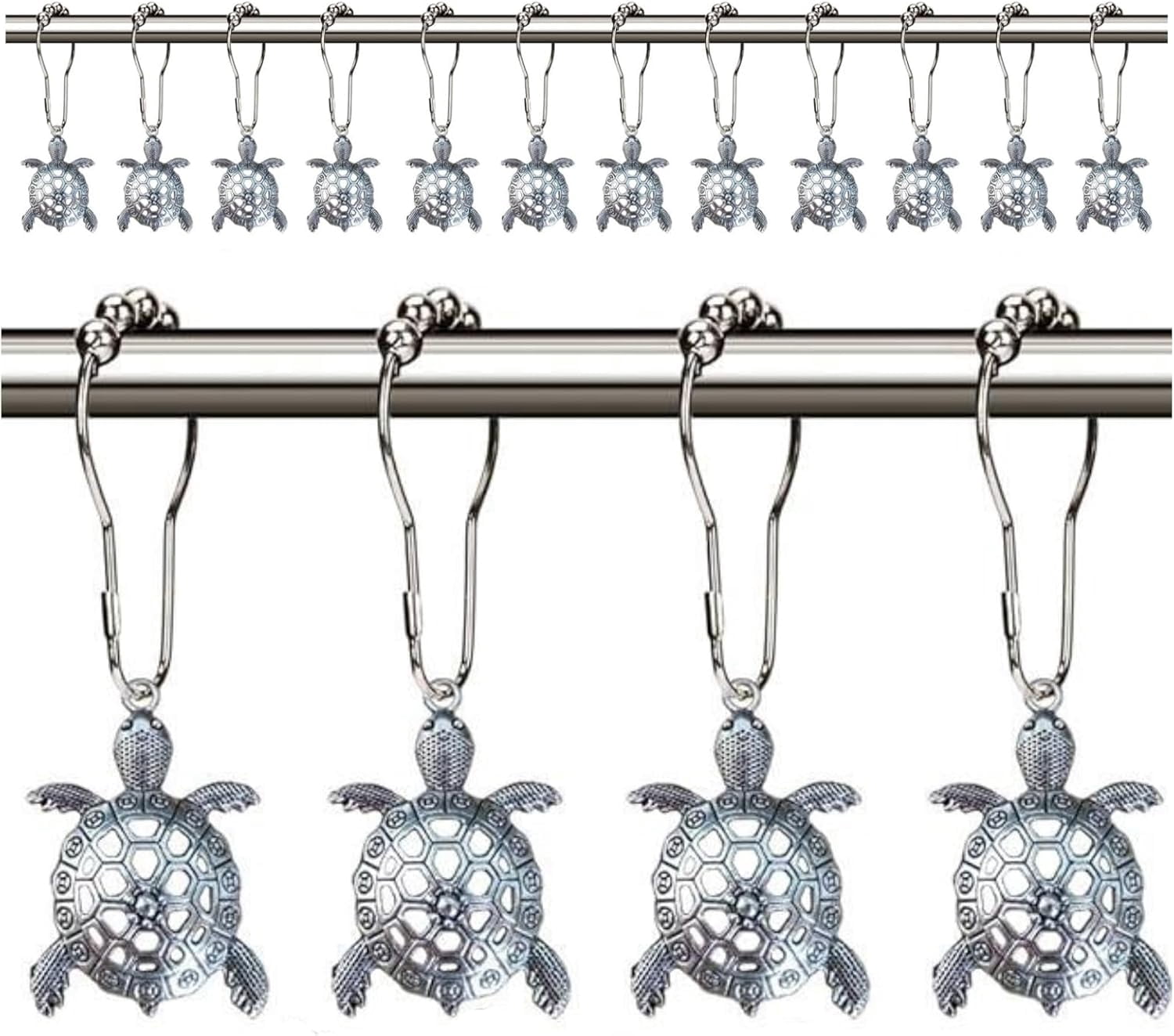Rust Turtle Set 12pcs Sea Turtles Shower Curtain Hooks Rings Rust Proof Shower Curain ...