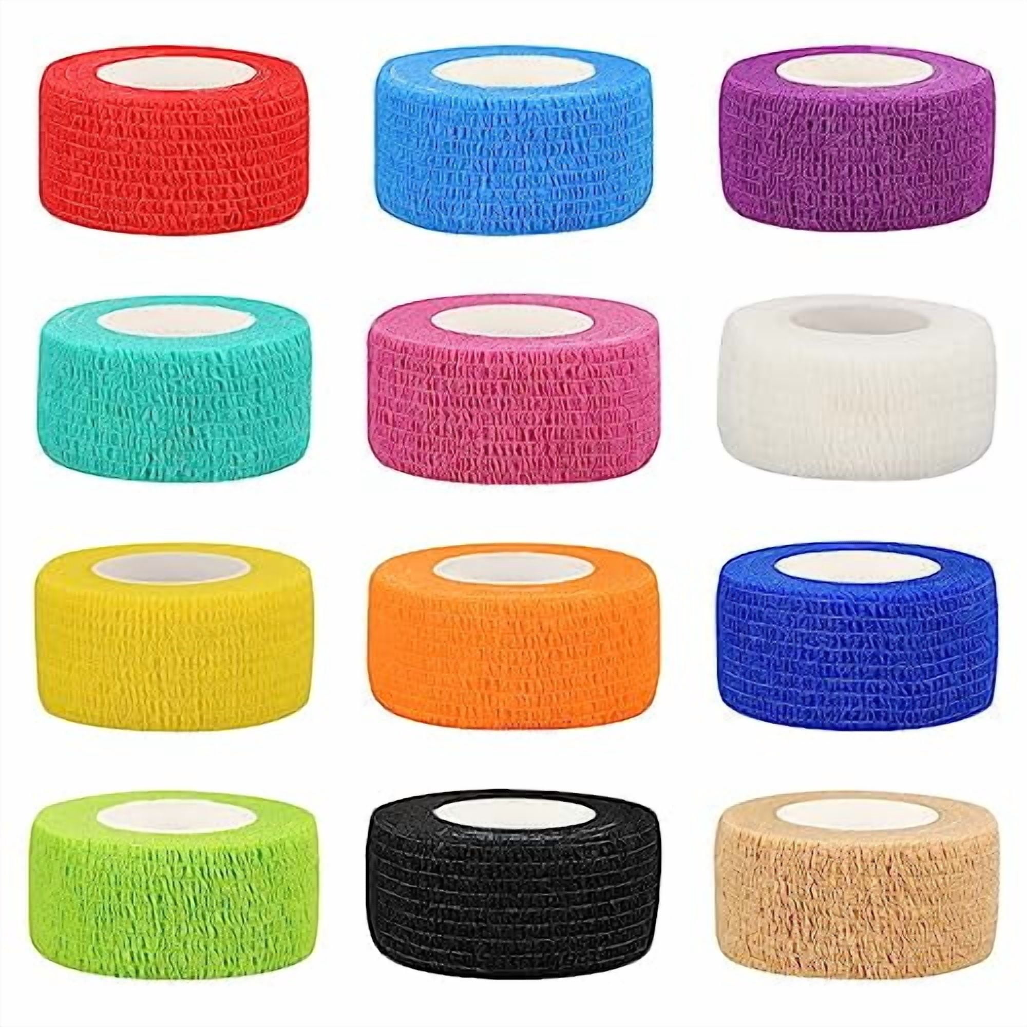 12pcs Self Adhesive Bandage Wraps,1in 5 Yards,Multicolor/Skin Color,for ...