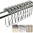 thumbnail image 1 of 12pcs/Set Shower Curtain Rings Hooks Stainless Steel Hook Chrome Double Glide for Bathroom Shower Rods Curtains, 1 of 5