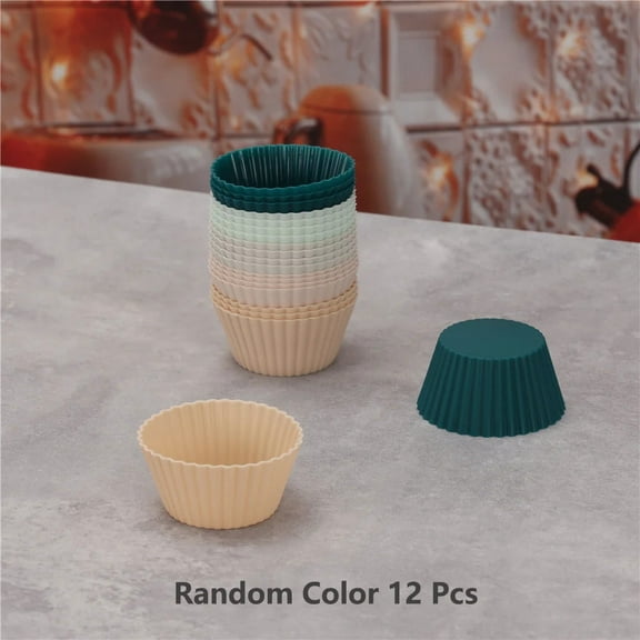 12pcs/Set Silicone Cake Mold Round Shaped Muffin Cupcake Baking Molds Kitchen Cooking Bakeware Maker DIY Cake Decorating Tools