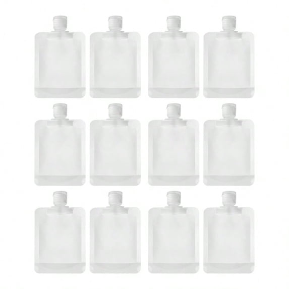 12pcs/Set Travel Refillable Flat Pouch - Portable Liquid Dispenser Bags for Shampoo, Conditioner & Lotion, TSA-Friendly Cosmetic Toiletry Kit