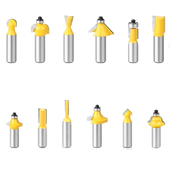 12pcs Shank Bits Set Woodworking Milling Cutter Trimming Straight Bits Carbide Engraving Cutting Tool ,Great Multi-Purpose Application