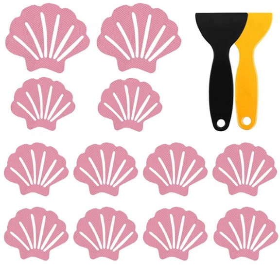 12pcs Shell-shaped Non-slip Bathtub Stickers Smooth Surfaces for Tub Stairs Kitchen