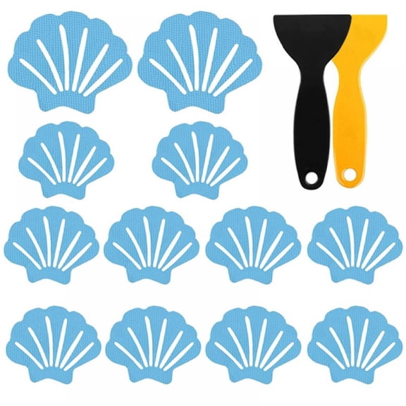 12pcs Shell-shaped Non-slip Bathtub Stickers Smooth Surfaces for Tub Stairs Kitchen