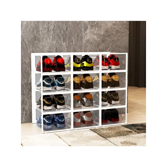 12pcs Shoe Boxes, Pack Of 12 Shoe Storage Organizers, Stackable Clear ...
