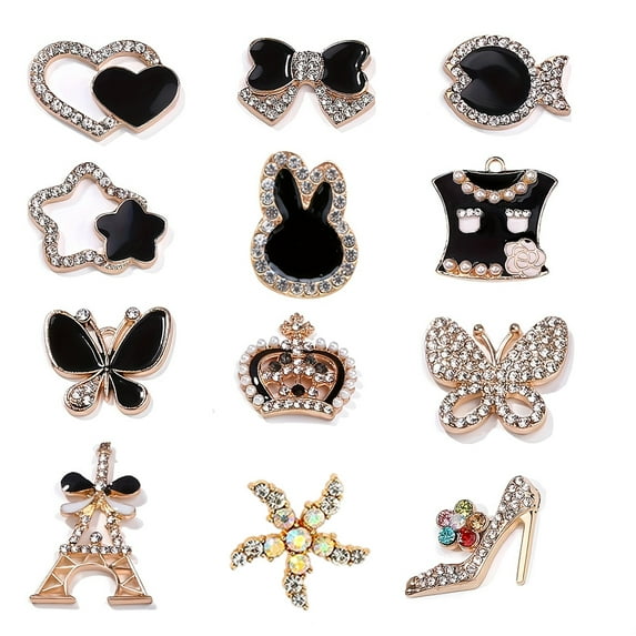 12pcs Shoe Charms for Women, Fits Sandals Decoration Fashion Crystal Diamond Charms for Teen Girls Women Party of Birthday Gifts