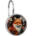 12pcs Shower Curtain Hooks, Flowers Fox Decorative Shower Curtain Rings