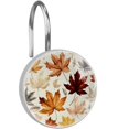 12pcs Shower Curtain Hooks, Maple Leaves Decorative Shower Curtain