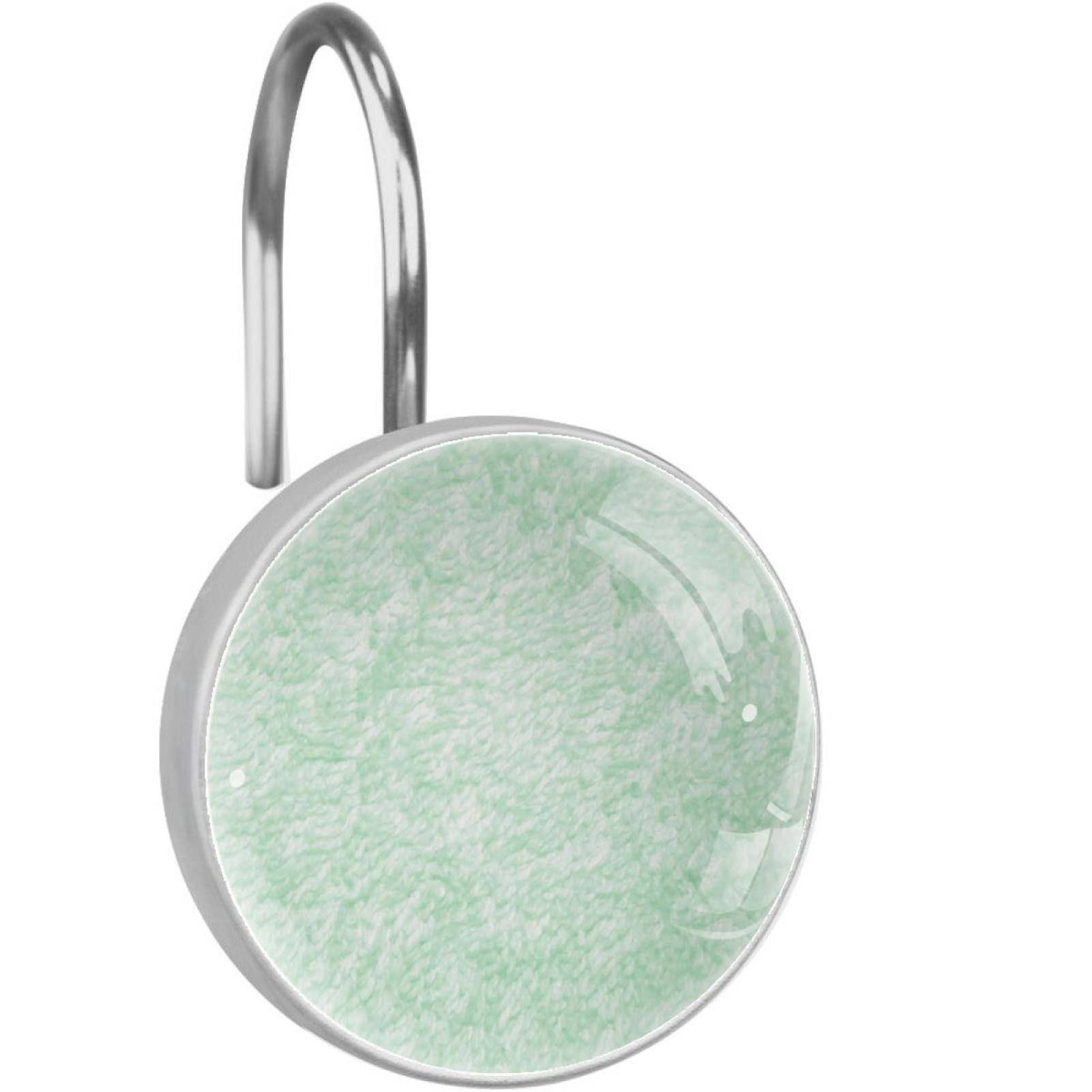 12pcs Shower Curtain Hooks, Mint Green Color Decorative Shower Curtain