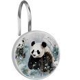 12pcs Shower Curtain Hooks, Watercolor Panda Ink Decorative Shower